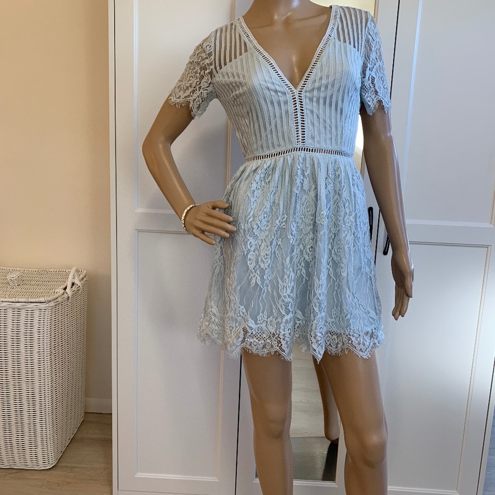 NWT Baby Blue Lace Mini Dress